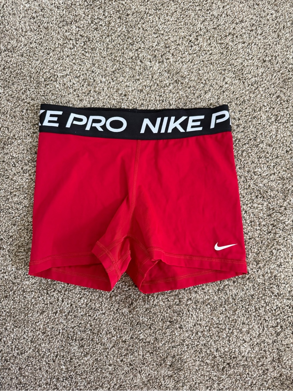 Nike Red Performance Compression Shorts with Black Waistband